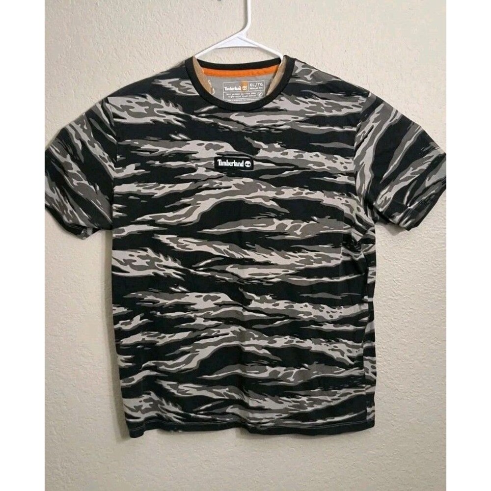Timberland Men’s Camo T-Shirt XL Regular Fit Gray Black